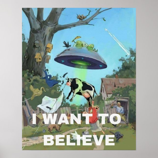 Póster Quiero Creer, Película Retro 90s, Alien OVNI (Frente)