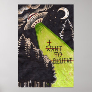 Póster Quiero Creer, Película Retro 90s, Alien OVNI