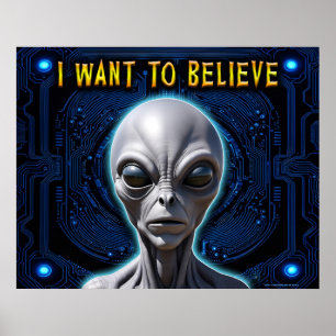 Póster QUIERO CREER QUE Zeta Reticula Gray Alien Tech