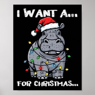 Póster Quiero Hipopótamo Para Navidad Divertida Navidad A