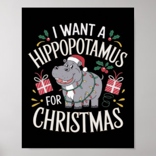 Póster Quiero Hipopótamo Para Navidades De Navidad Para H
