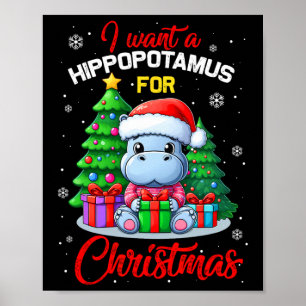 Póster Quiero Hipopótamo Para Navidades Hippo Para Niños