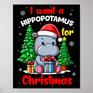 Póster Quiero Hipopótamo Para Navidades Hippo Para Niños