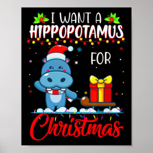 Póster Quiero Hipopótamo Para Navidades Hippo Xmas Lov