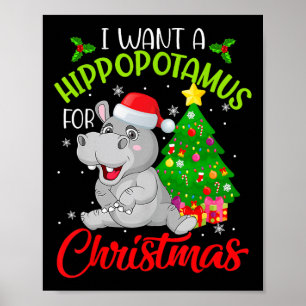 Póster Quiero Hipopótamo Para Navidades Xmas Hippo Niño