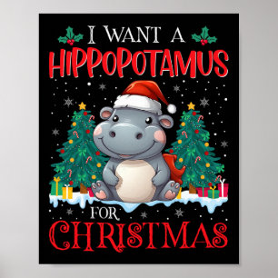 Póster Quiero Hipopótamo Para Navidades Xmas Hippo Niño