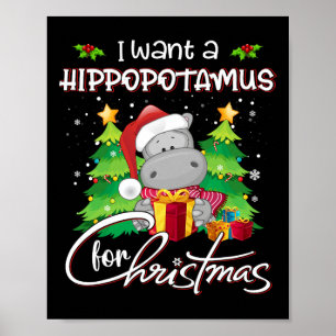 Póster Quiero Hipopótamo Para Navidades Xmas Hippo Para