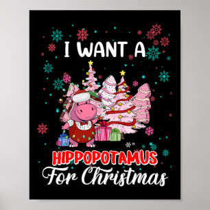 Póster Quiero Hipopótamo Para Navidades Xmas Hippo Para