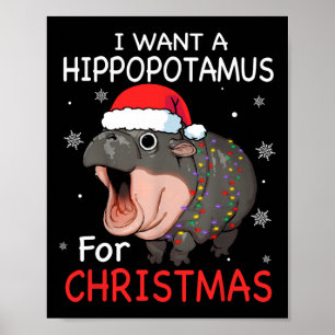Póster Quiero Hipopótamo Para Navidades Xmas Hippo Para