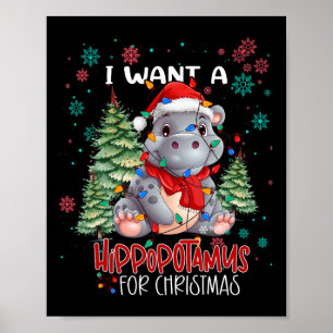 Póster Quiero Hipopótamo Para Navidades Xmas Hippo Para