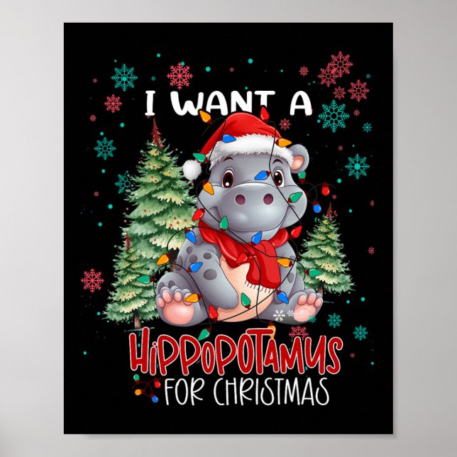 Póster Quiero Hipopótamo Para Navidades Xmas Hippo Para (Frente)