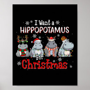 Póster Quiero Hipopótamo Para Navidades Xmas Hippo Para