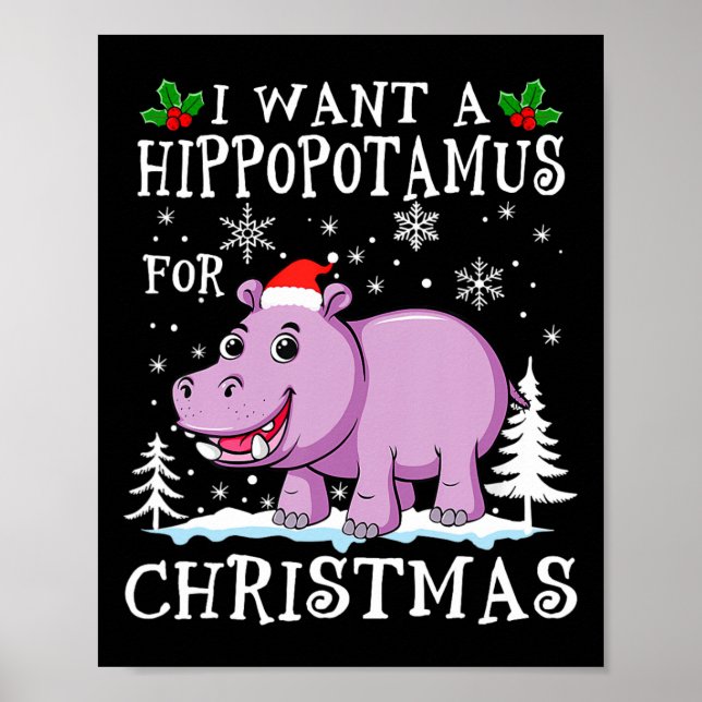 Póster Quiero Hipopótamo Para Navidades Xmas Hippo Para (Frente)