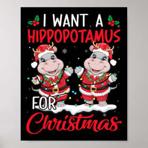 Póster Quiero Hipopótamo Para Navidades Xmas Hippo Para