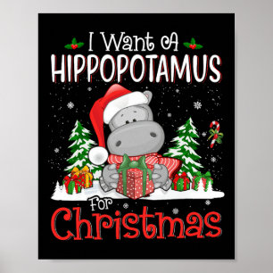 Póster Quiero Hipopótamo Para Navidades Xmas Hippo Para