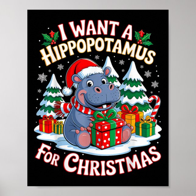 Póster Quiero Hiptamus Para Navidades Xmas Hip Para Niños (Frente)