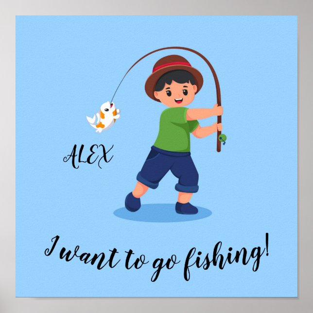 Póster "QUIERO IR A PESCAR" Niños pescando (Frente)