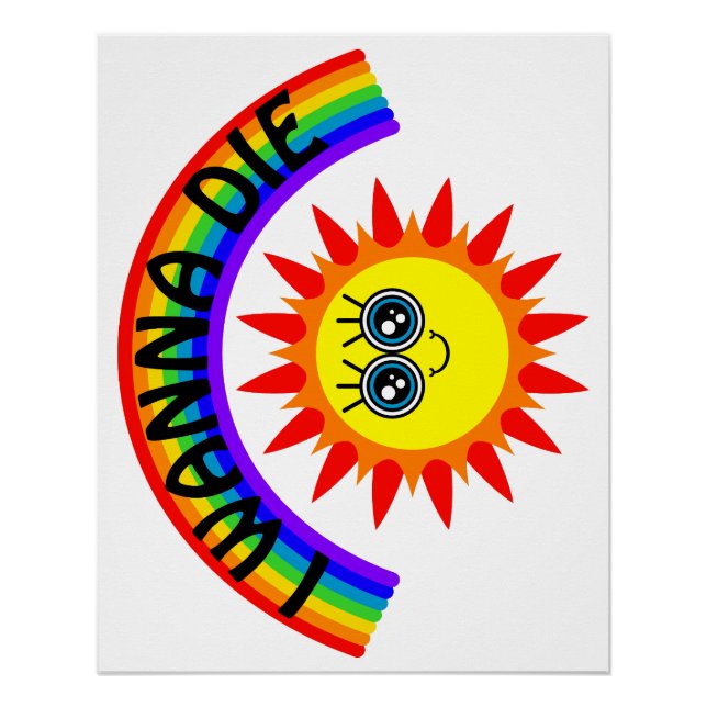 Póster Quiero morir - Sol sonriente arcoiris (Anverso)