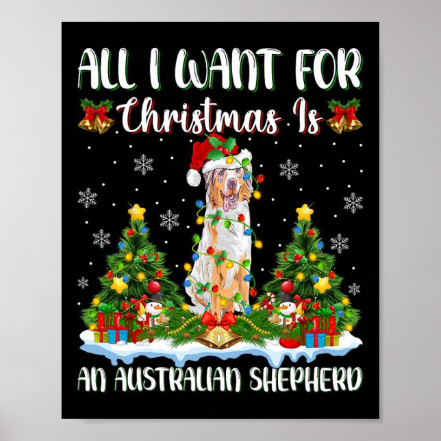 Póster Quiero Navidades Es Un Pastor Australiano (Frente)