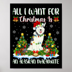 Póster Quiero Navidades Es Un Perro Malamute De Alaska Xm