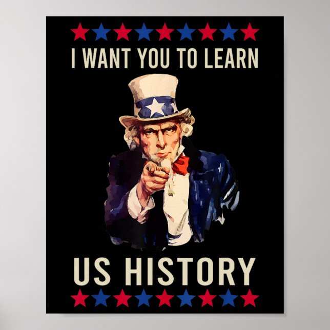 Póster Quiero que aprendas historia de EE. UU. Profesor a (Frente)