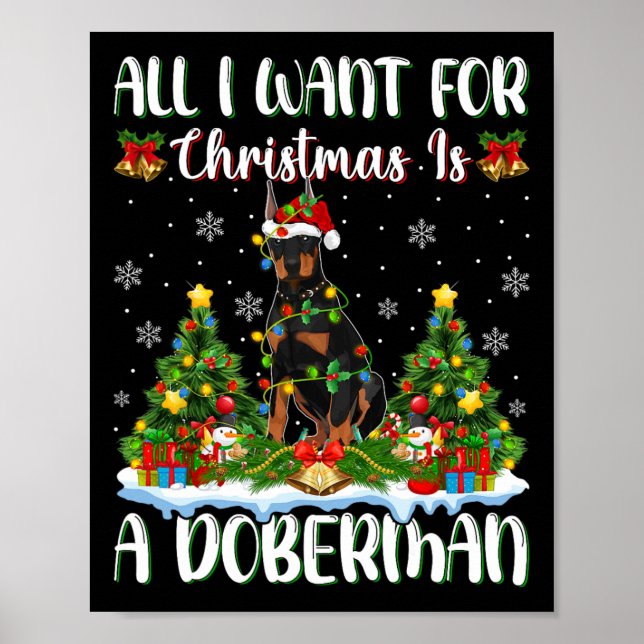 Póster Quiero Que Los Navidades Sean Un Perro Doberman Ár (Frente)