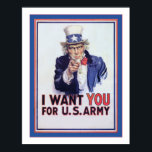 Póster Quiero que ~ Vieja Guerra Mundial 2<br><div class="desc">Te Quiero ~ Poster de la Vieja Guerra Mundial. El fabuloso poster del Tío Sam apuntando hacia afuera hacia el espectador. Este afiche vintage ha sido bellamente mejorado y restaurado a su antigua brillantez por los artistas de The Vintage Factory. También hemos agregado una frontera de cortesía alrededor de la...</div>