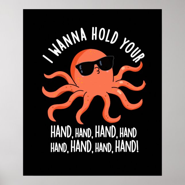 Póster Quiero Sostener Tu Mano Octopus Pun Dark BG (Frente)