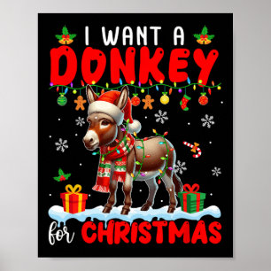 Póster Quiero Un Burro Para Navidades Granjero De Santa D