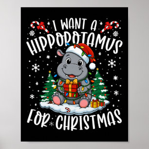 Póster Quiero un hipopótamo de Navidad Xmas Amante de Hip