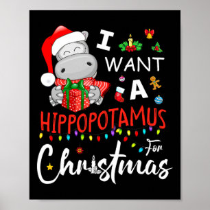 Póster Quiero Un Hipopótamo Para Los Navidades Pajamas Sa