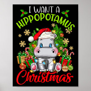 Póster Quiero Un Hipopótamo Para Navidades Pajama Xmas