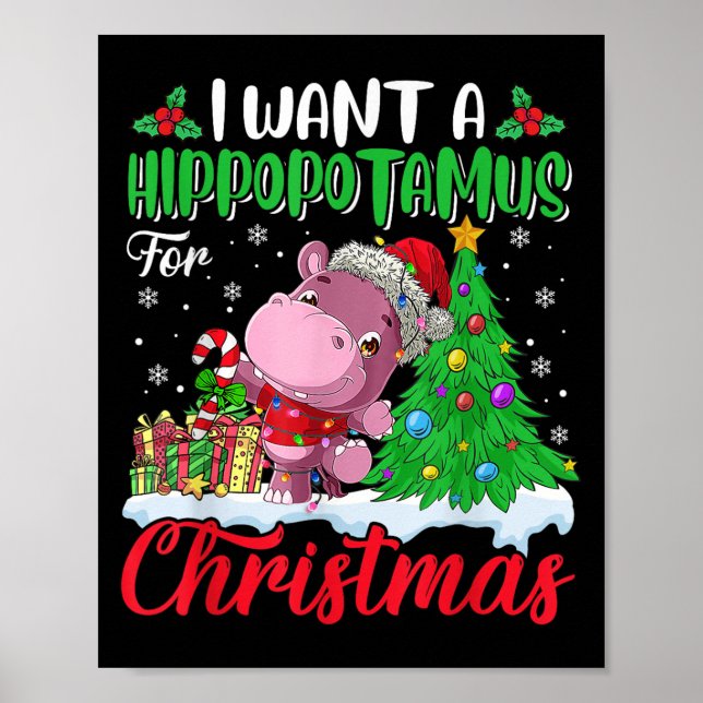 Póster Quiero Un Hiptamus Para Navidades De Navidad Chica (Frente)