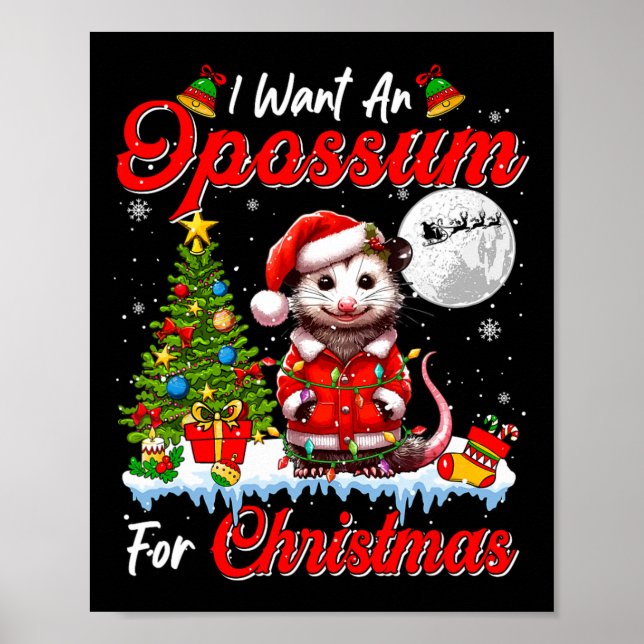 Póster Quiero Un Opossum Para Navidades Cuidan Santa Sung (Frente)