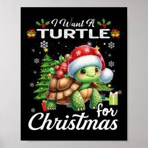 Póster Quiero Una Tortuga Para Los Navidades Con Los Rega