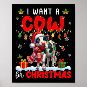 Póster Quiero Una Vaca Para Los Navidades De Santa Cow
