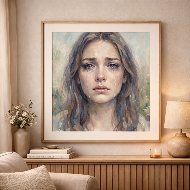 Póster Quiet Grief Impressionist Style Woman Portrait (Subido por el creador)