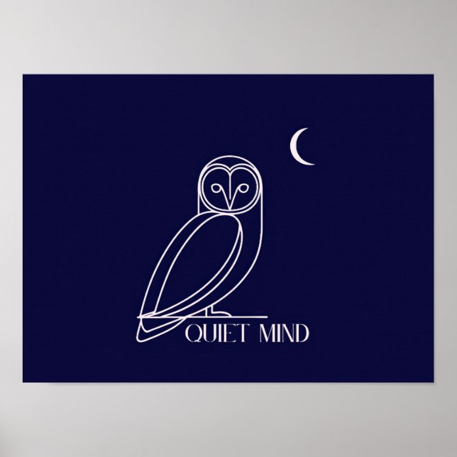 Póster Quiet Mind Owl – Minimalist Night Wisdom Design (Frente)