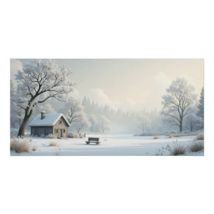 Póster Quietud de cabaña de invierno – Pueblo nevado pací