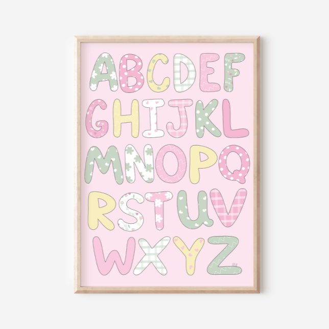 Póster Quilt Art Print Set: Alphabet on Pink Background (Subido por el creador)