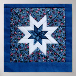 Póster Quilt star blue