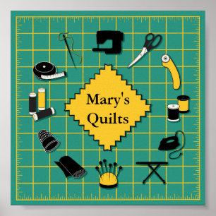 Póster Quilt Time Personalización de la etiqueta