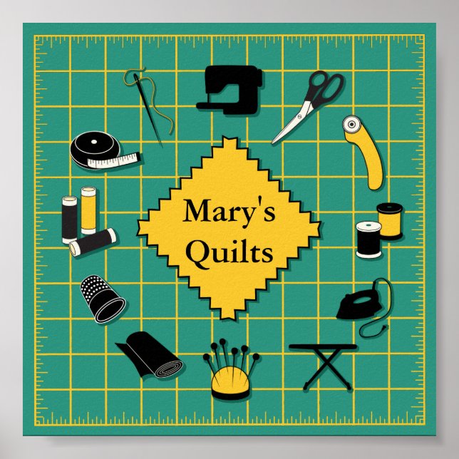 Póster Quilt Time Personalización de la etiqueta (Frente)