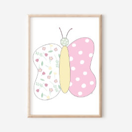 Póster Quilted Butterfly Art Print on White Background