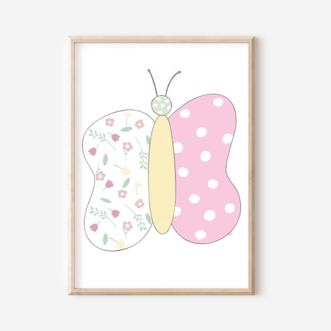 Póster Quilted Butterfly Art Print on White Background (Subido por el creador)