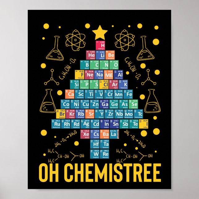 Póster Química Ciencia Química Química Árbol de Navidad Q (Frente)