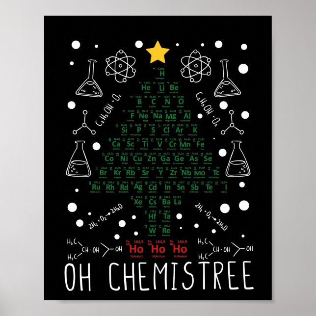 Póster Química divertida del árbol de Navidad científica (Frente)