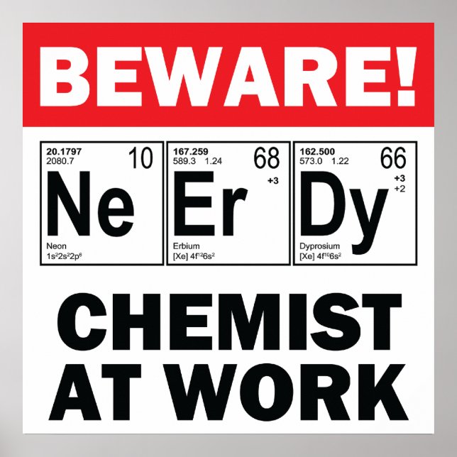 Póster químico de elementos nerd en funcionamiento (Frente)