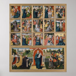Póster Quince Misterios del Rosario Sagrado Religioso