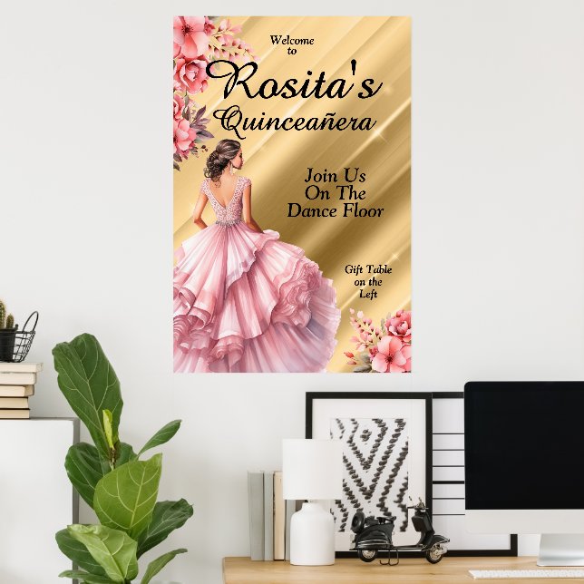 Póster Quinceanera colorida (Oficina en casa)